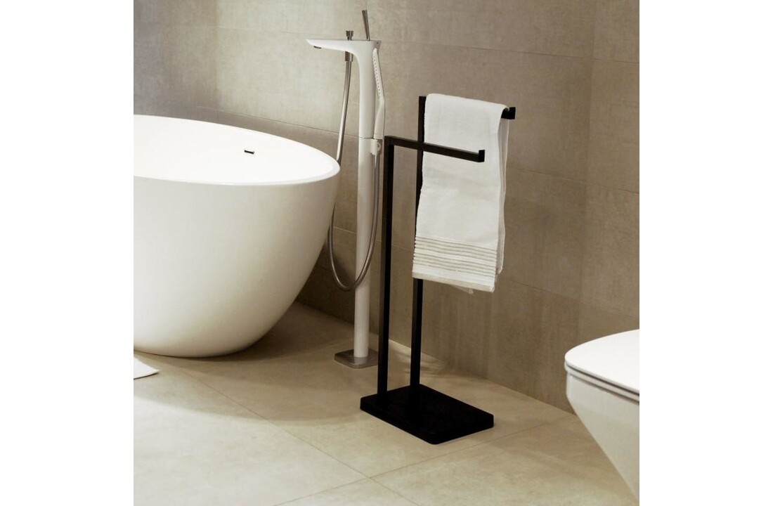 Wandrek badkamer tweearmig mat zwart metaal 80,5 cm hoog