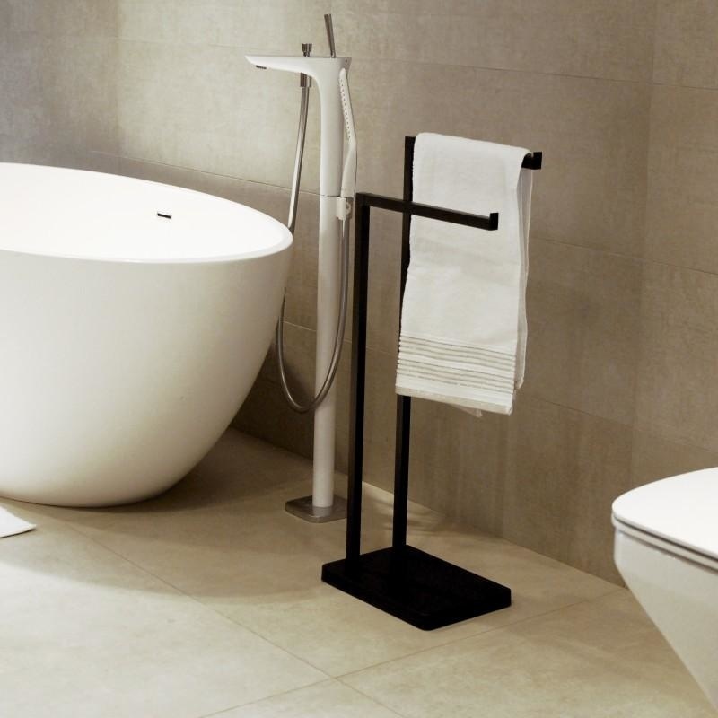 Wandrek badkamer tweearmig mat zwart metaal 80,5 cm hoog