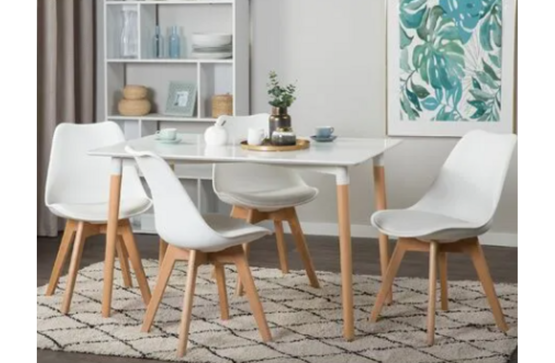 Scandinavische eettafel 120x80 cm - wit hout