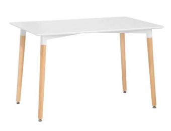 Witte tafel poten hout - 120x80 cm wit houten eetkamertafel