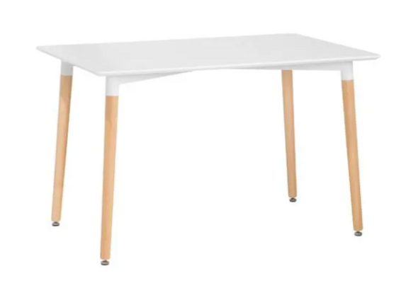 Witte tafel poten hout - 120x80 cm wit houten eetkamertafel