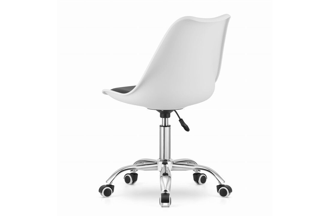 Bureaustoel wit zwart chroom – Ergonomisch, verstelbaar, 5 wielen