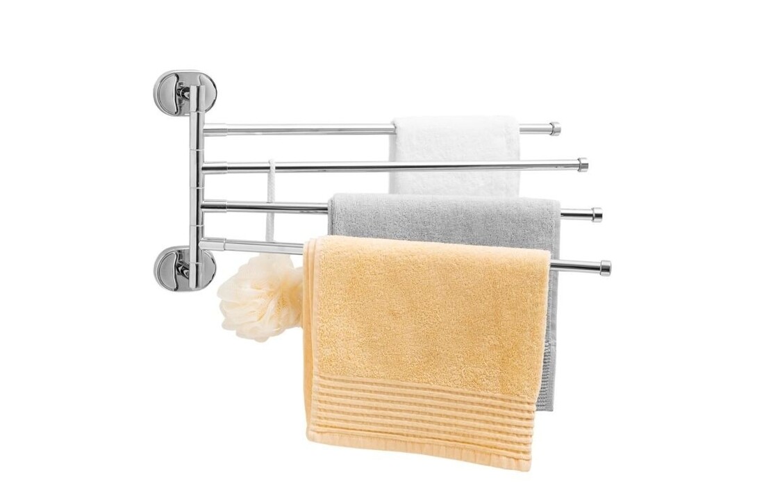 Handdoekhouder badkamer | Wandmontage | 47x24cm | Chroom | Staal