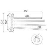 Wandrek handdoeken chroom | 47x24 cm | Verchroomd staal