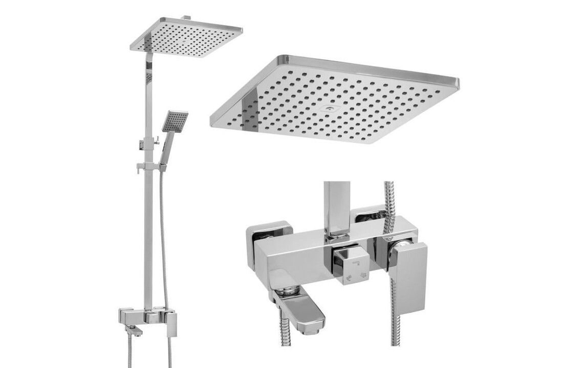 Doucheset met regendouche - 30cm - Messing - Chroom