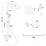 Doucheset met regendouche - 25cm - Messing - Chroom
