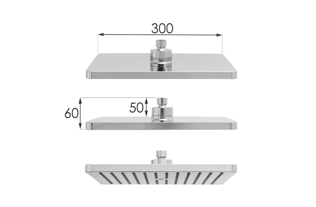 Doucheset met regendouche - 30cm - Messing - Chroom