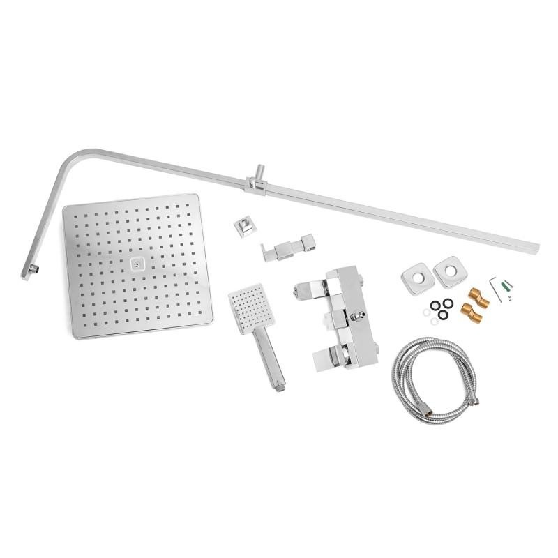 Doucheset met regendouche - 25cm - Messing - Chroom