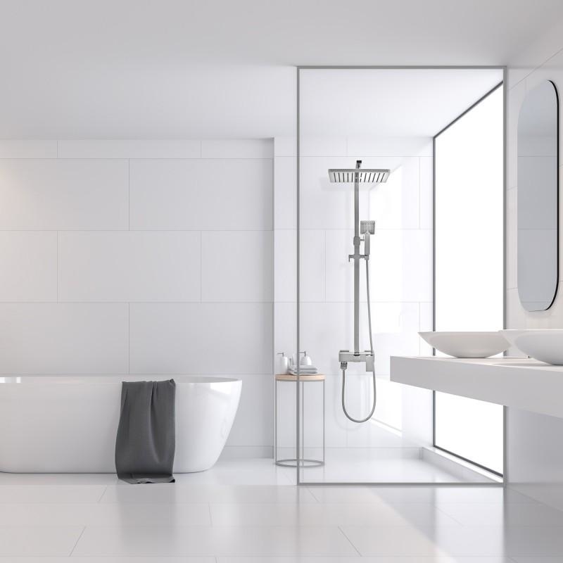 Chroom douchekraan met handdouche - 30cm regendouche & messing