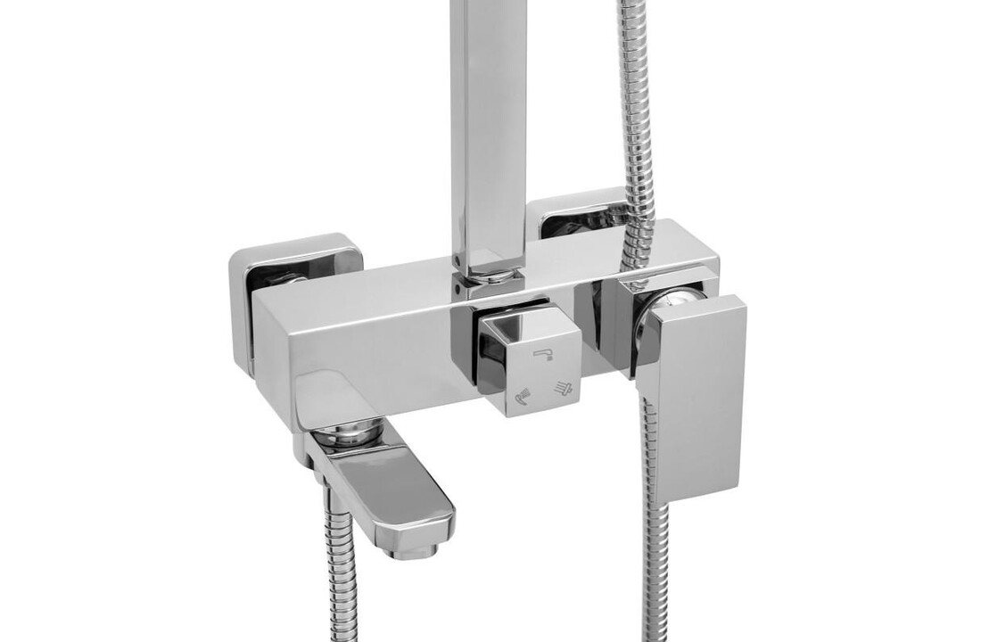 Chroom douchekraan met handdouche - 30cm regendouche & messing