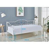Wit metalen bed 90x200 cm - Romantisch design met hartjes