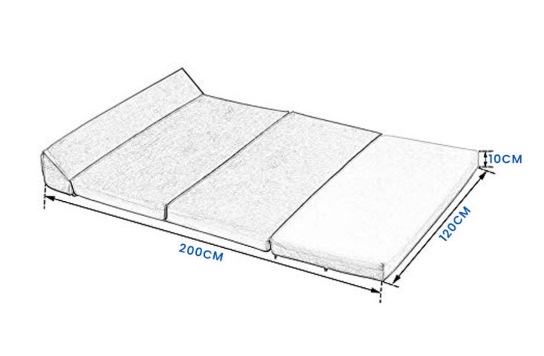 Slaapmat 200x120 cm donkerblauw, 10cm dik opvouwbaar matras foam