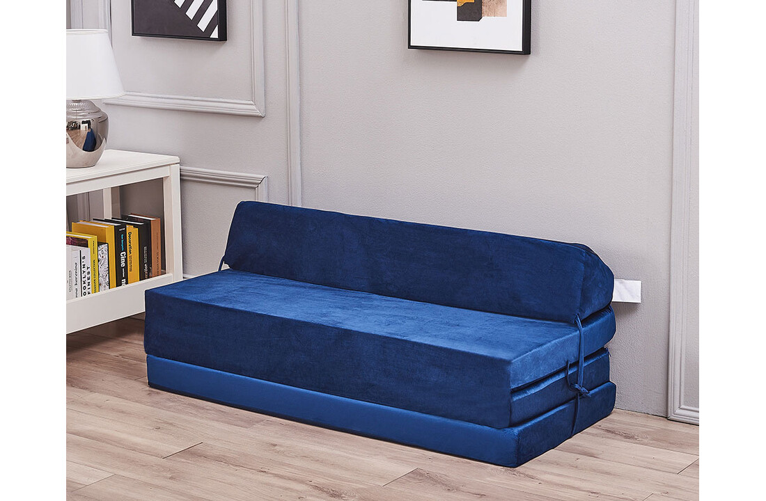 Slaapmat 200x120 cm donkerblauw, 10cm dik opvouwbaar matras foam