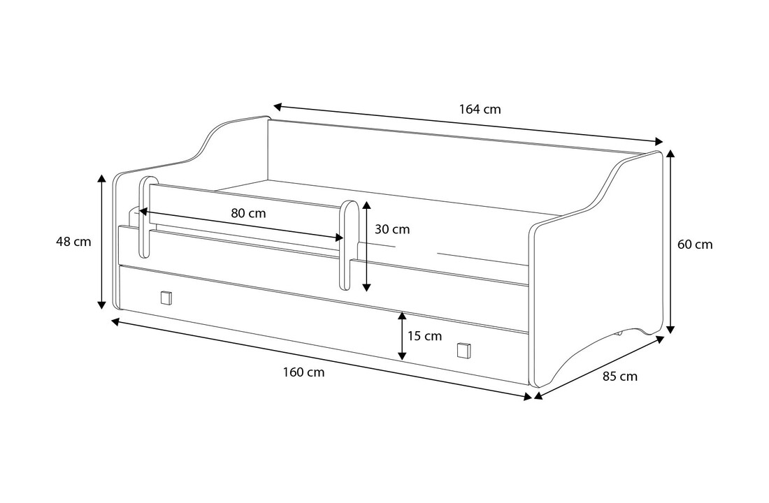 Kinderbed lade wit 160x80cm gelamineerd spaanplaat