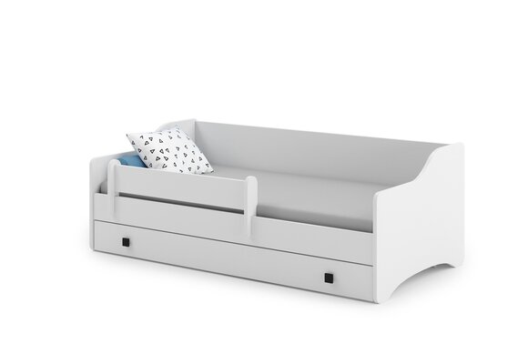 Wit kinderbed 160x80 - Met lade & matras - Gelamineerd spaanplaat