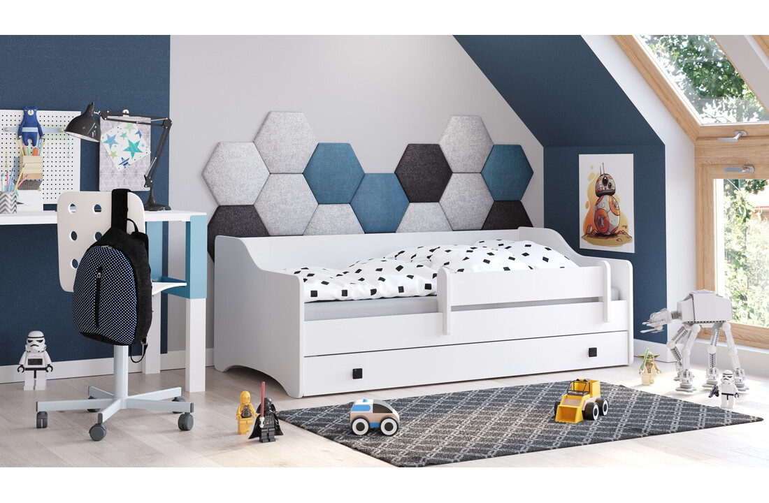 Wit kinderbed 160x80 - Met lade & matras - Gelamineerd spaanplaat