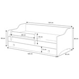 Kinderbed met hekje - wit - 160x80cm - met matras