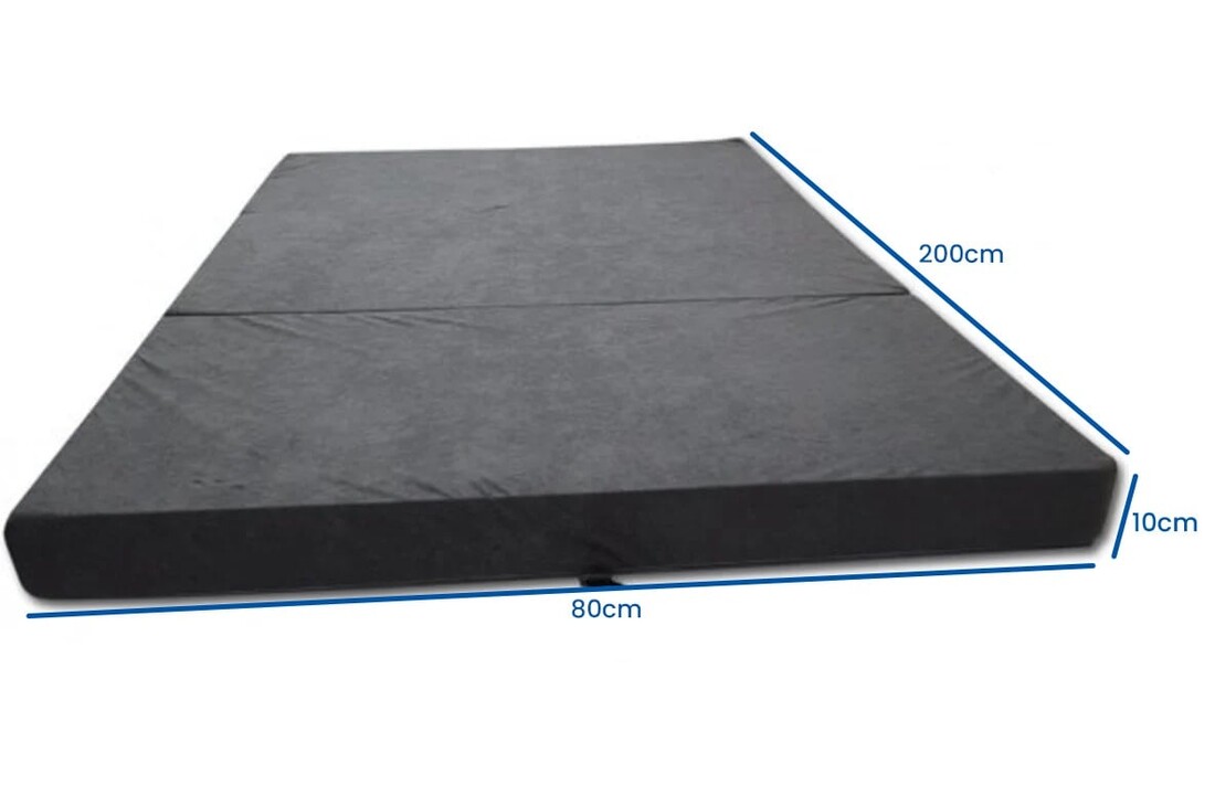 Logeermatras grijs - 200x80x10 cm - opvouwbaar & comfortabel