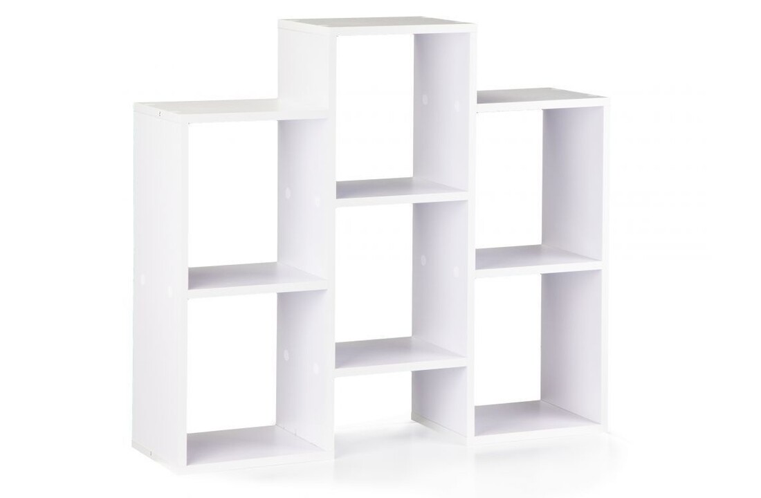 Opbergkast woonkamer: Wit vakkenkast 85x22x76 cm, gelamineerd spaanplaat