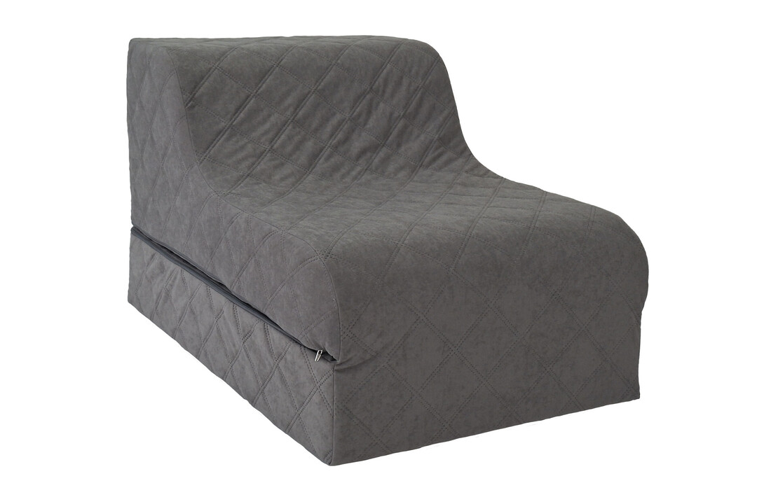Logeerbed poef grijs | Opvouwbaar matras 198x65 cm | Comfortabel