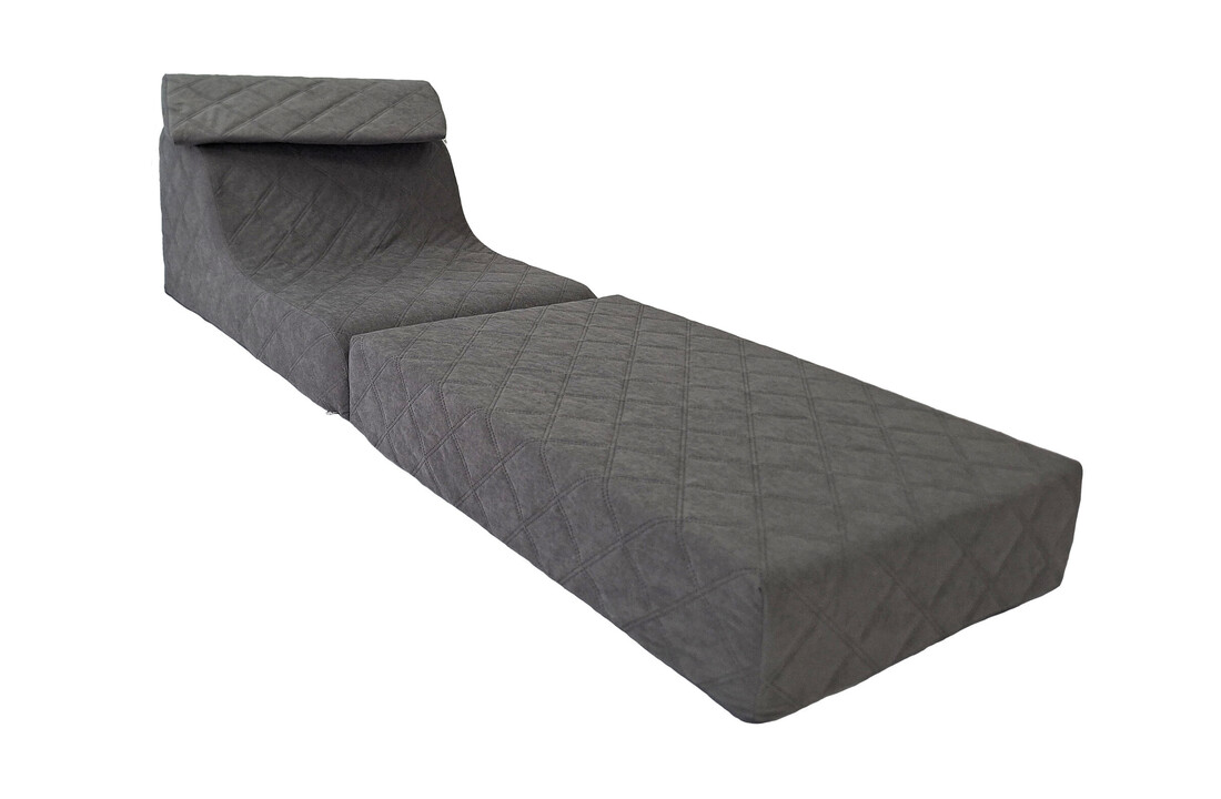 Zitpoef slaap | Opvouwbaar matras grijs 198x65cm ALOVA