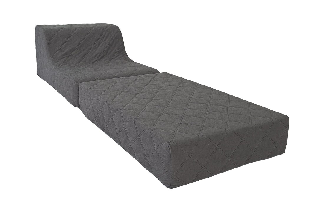 Zitpoef slaap | Opvouwbaar matras grijs 198x65cm ALOVA