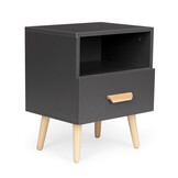 Sidetable slaapkamer antraciet nachtkastje 40x30x38cm MDF/grenen