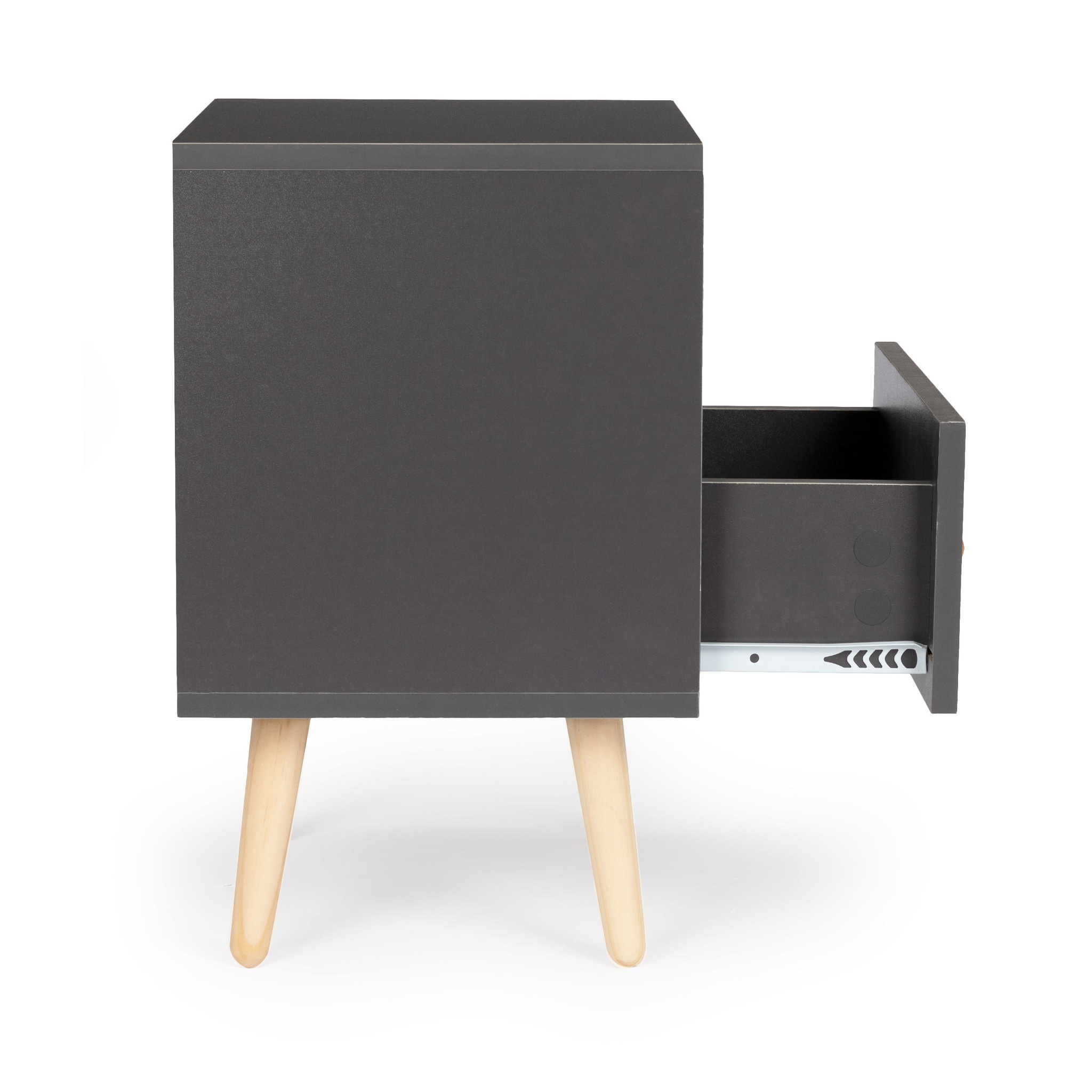 Mid Century nachtkastje antraciet - 40x30x38 cm - MDF/Grenen