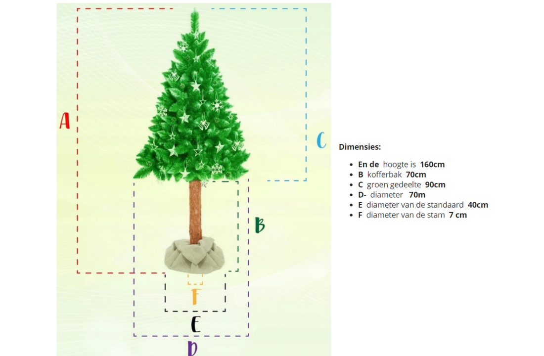 Kerstboom 160 cm dennenappels - Realistische spar met sneeuw, houten stam