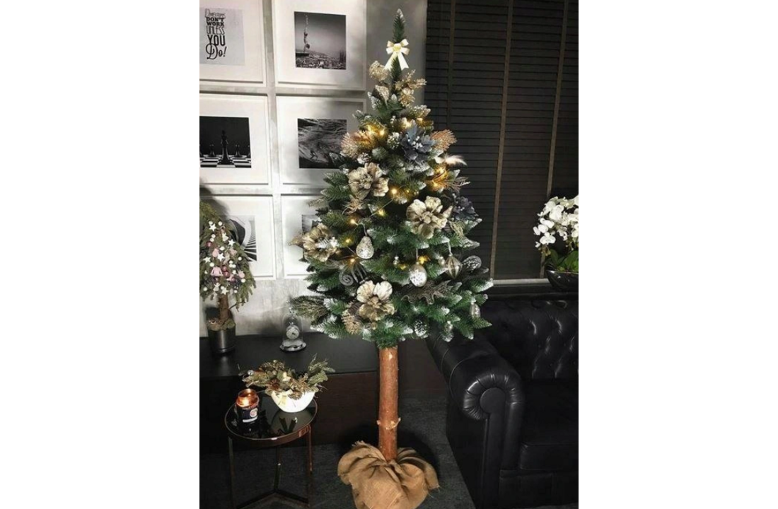 Kunstboom met houten stam 160cm - Natuurlijk Grenenhout & PVC