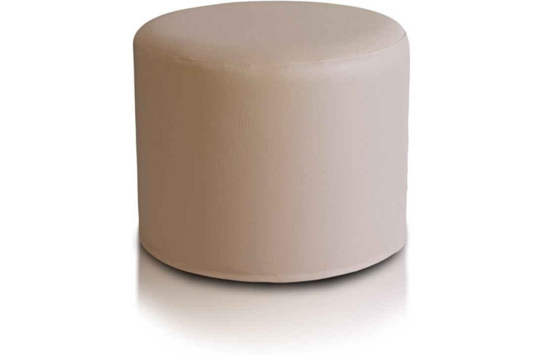 Ronde poef leer cappuccino 43x53cm - comfortabel en stijlvol
