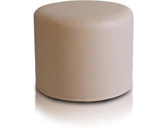 Ronde poef leer cappuccino 43x53cm - comfortabel en stijlvol