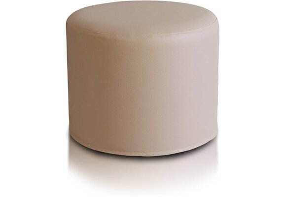 Ronde poef leer cappuccino 43x53cm - comfortabel en stijlvol