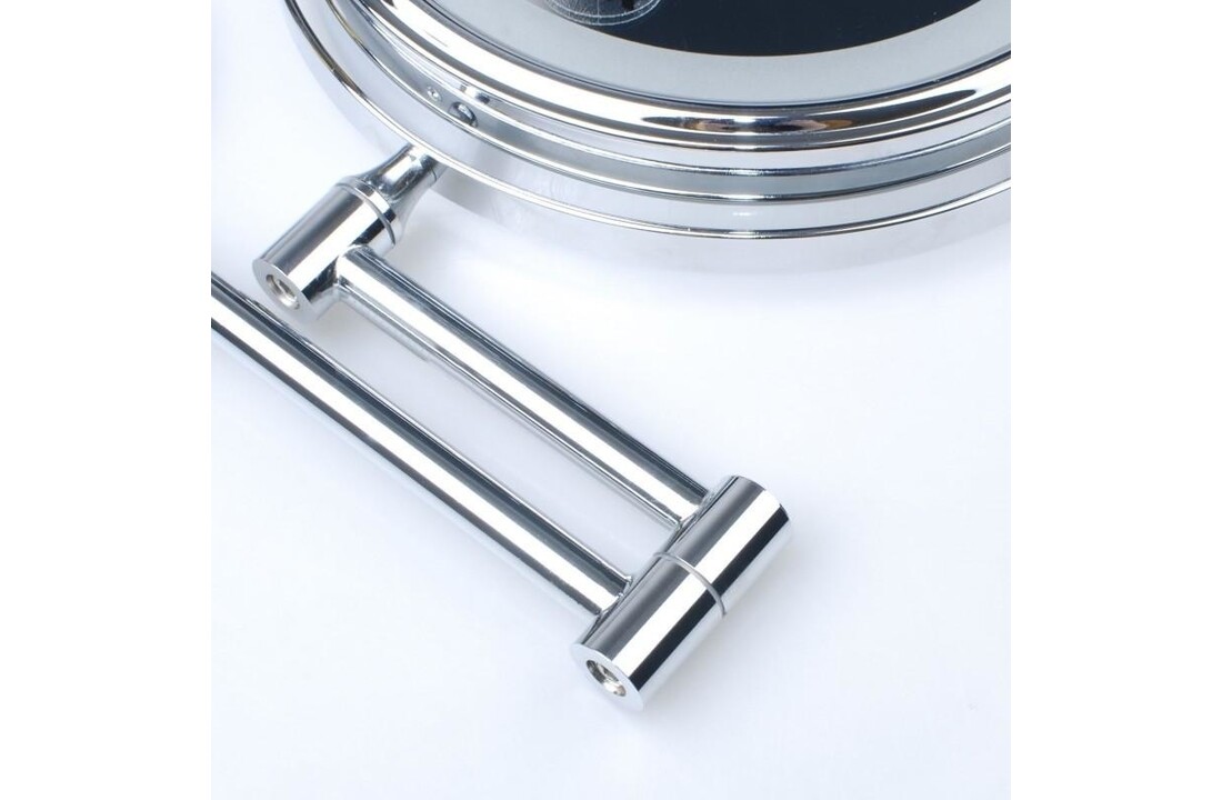 Wandspiegel met licht 20 cm - Verchroomd Staal - 5x Vergroting