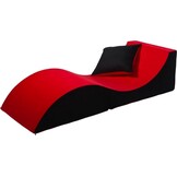 Fauteuil golvend design - Rood/Zwart - 60x150x40 cm - Foam/Stof
