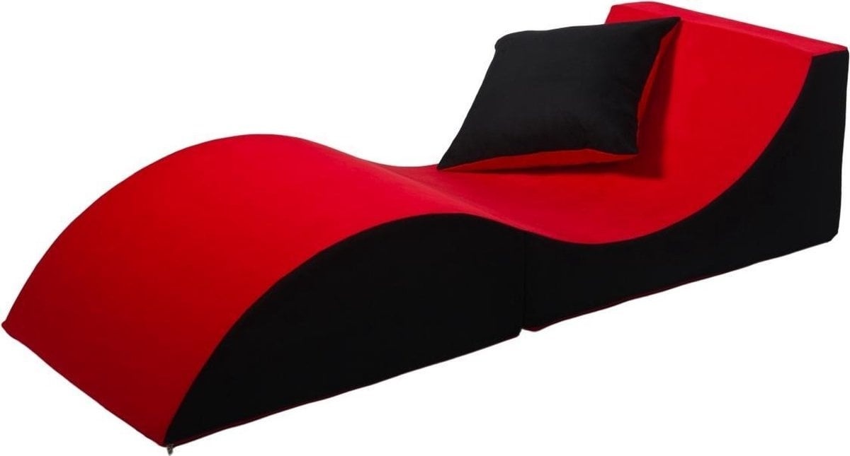 Fauteuil golvend design - Rood/Zwart - 60x150x40 cm - Foam/Stof