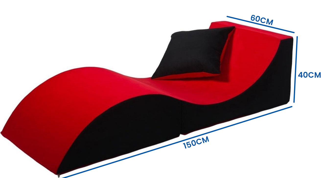 Fauteuil golvend design - Rood/Zwart - 60x150x40 cm - Foam/Stof