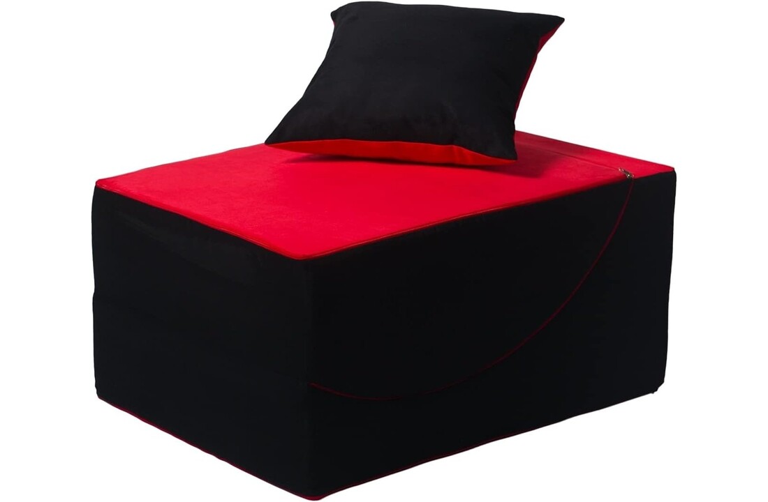 Fauteuil zacht materiaal: multifunctioneel & ergonomisch, rood/zwart, 60x150x40cm