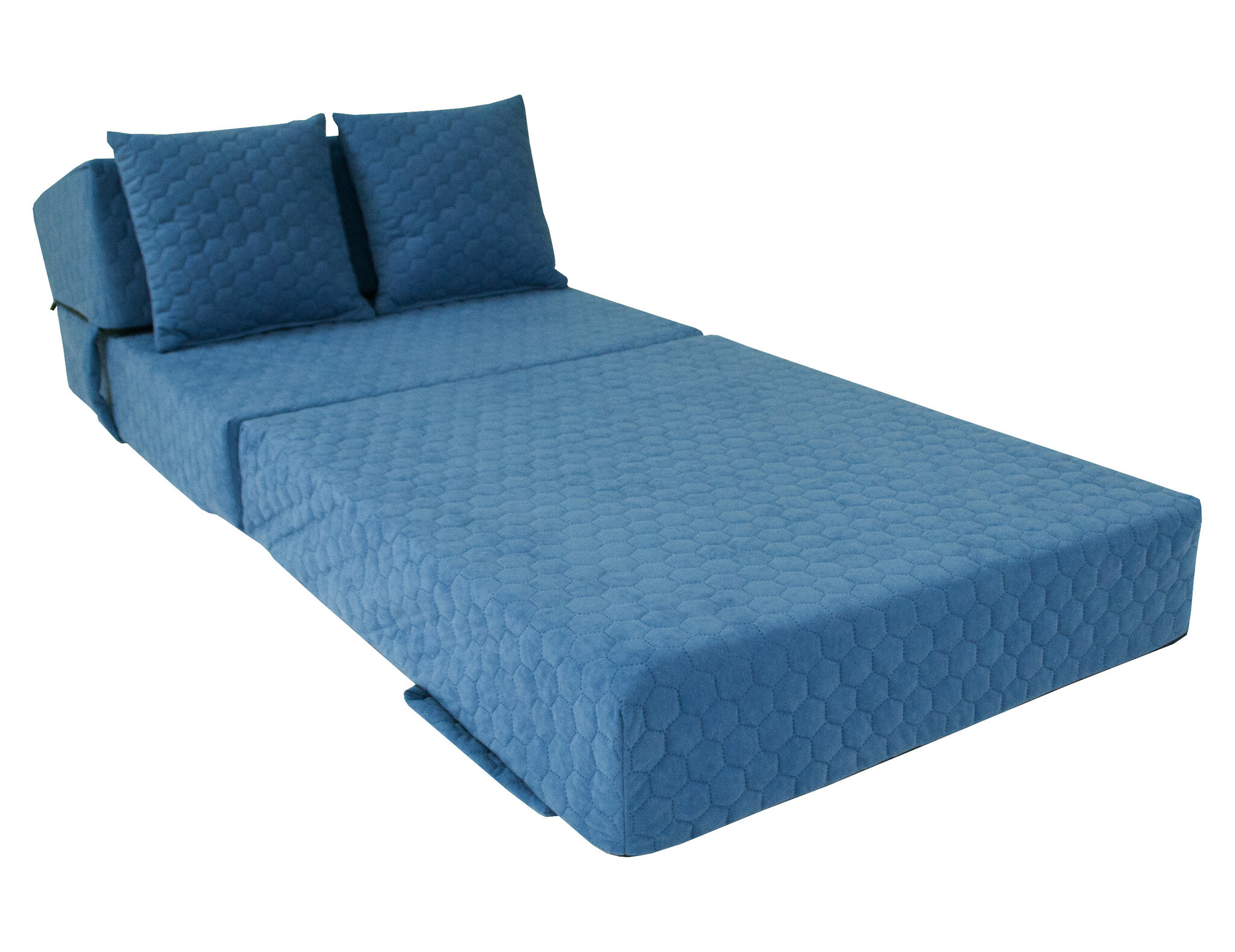 Opklapbed 70x200 - Blauw Vouwmatras 15cm Dikte - Polyester/Schuim