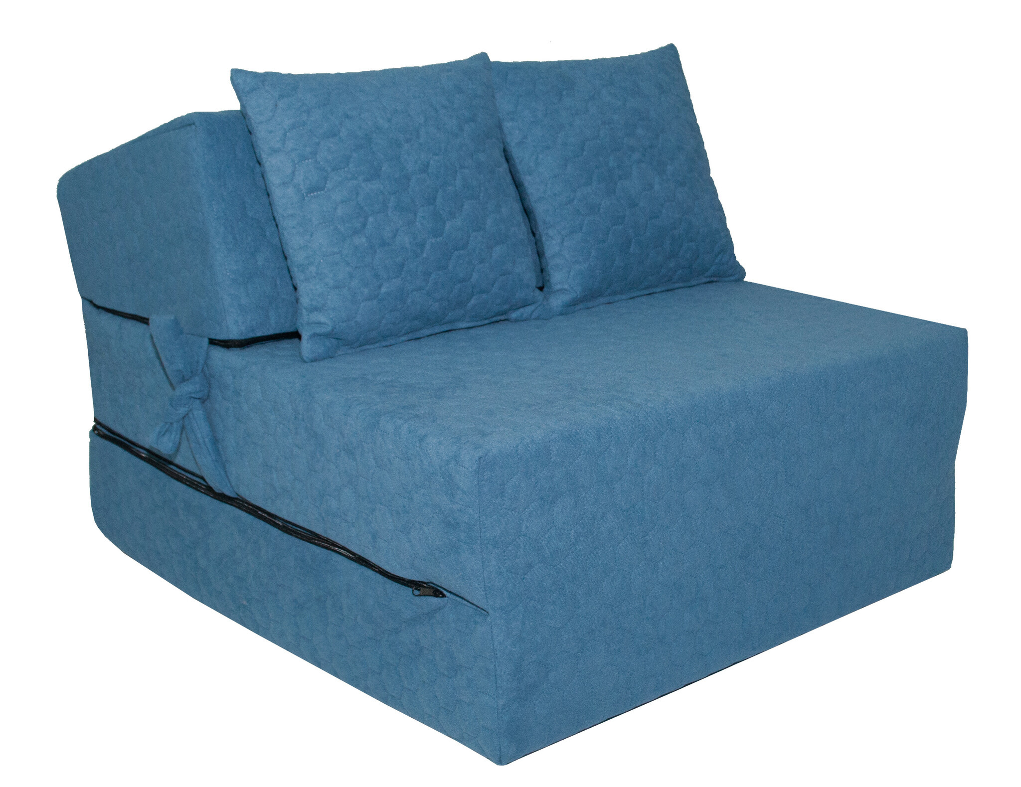 Opklapbed 70x200 - Blauw Vouwmatras 15cm Dikte - Polyester/Schuim
