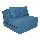 Poefbed blauw - 70x200x15cm vouwmatras, polyester/schuim