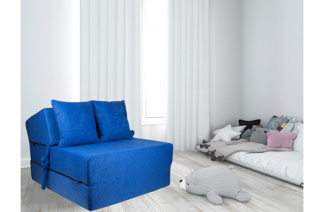Opklapbaar logeermatras | 200x70x15 cm | Blauw | Schuim