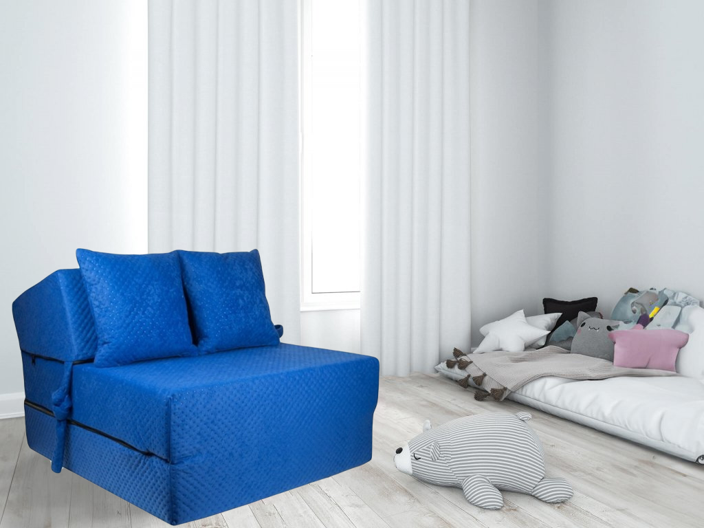 Camping matras met kussens - 200x70x15 cm blauw foam opvouwbaar