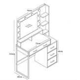 Kaptafel met spiegel: Industrieel 92x40x143.5cm - Bruin/zwart