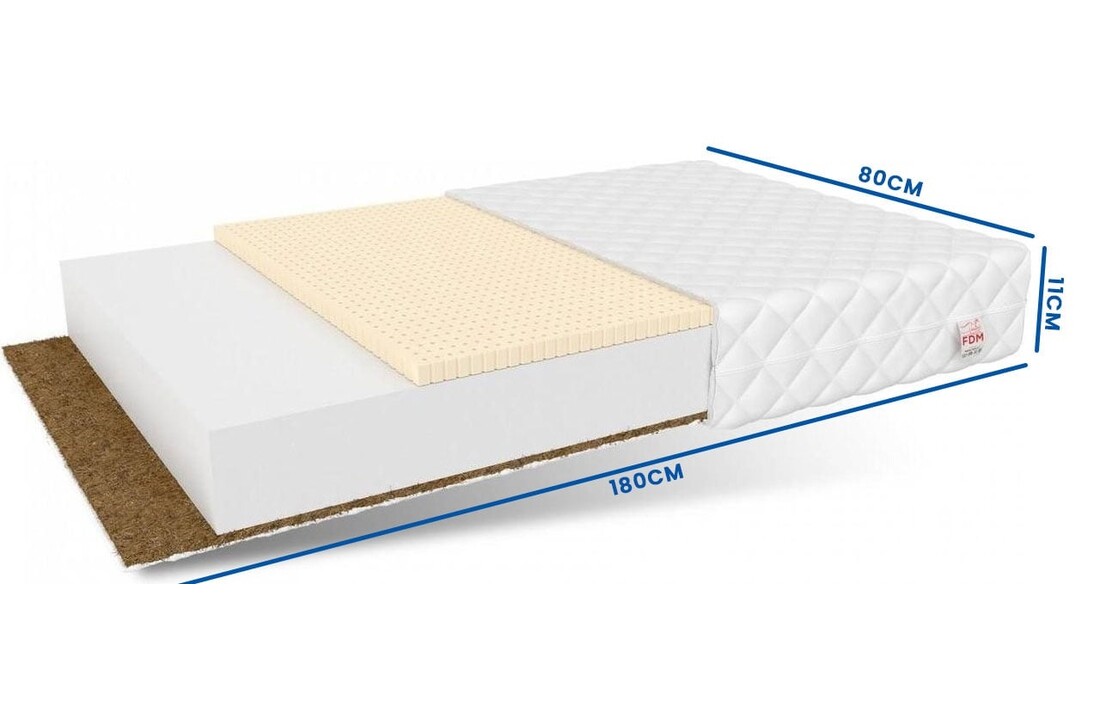 Kindermatras kokos 80x180 cm - Koudschuim & Latex