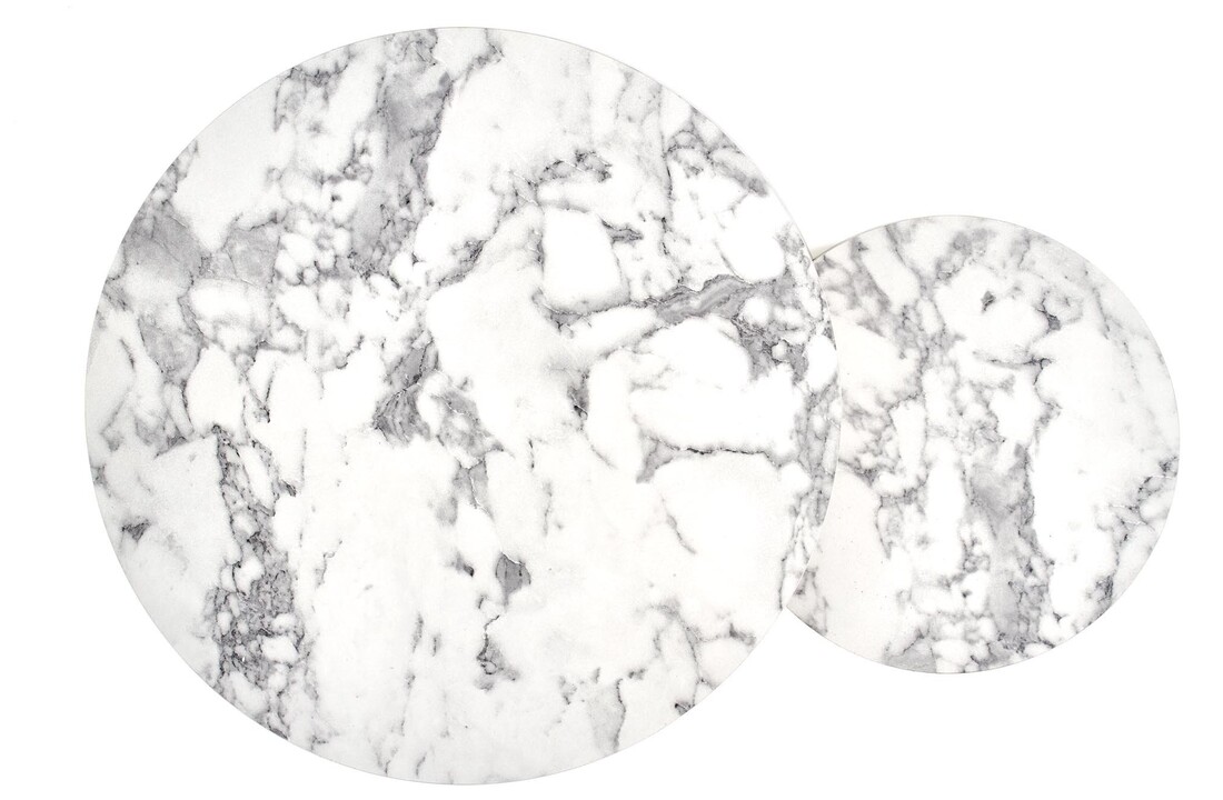 Marmer salontafel goud: PAOLA set 2 ronde tafels, Ø38/60cm, MDF/Goud