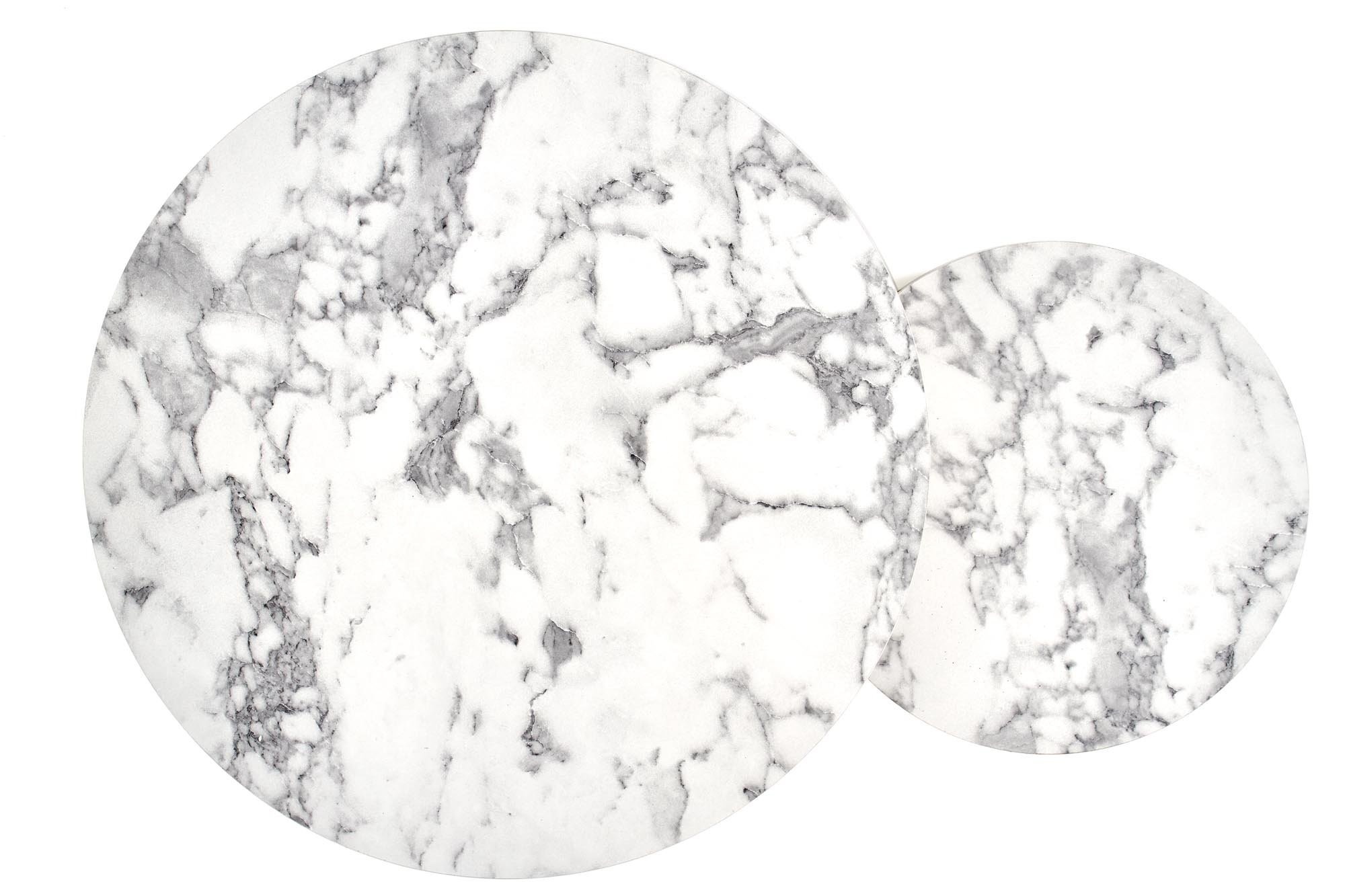 Marmer salontafel goud: PAOLA set 2 ronde tafels, Ø38/60cm, MDF/Goud