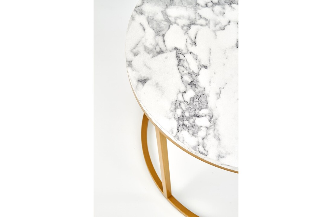 Marmer salontafel goud: PAOLA set 2 ronde tafels, Ø38/60cm, MDF/Goud