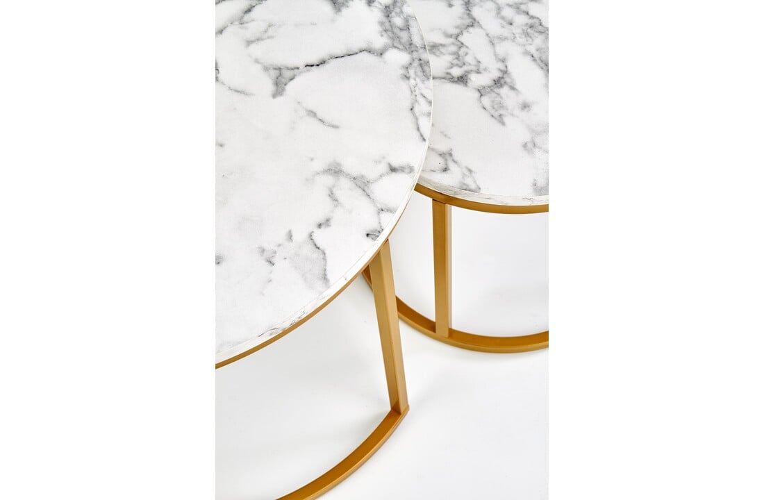 Bijzettafels set marmer rond, 2 stuks, goud, MDF