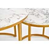 Bijzettafels set marmer rond, 2 stuks, goud, MDF